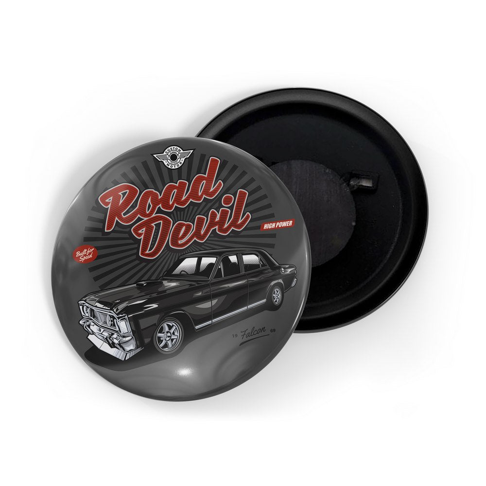 dhcrafts Fridge Magnet Grey Classic legend Vitnage Car Automobile D3 Glossy Finish Design Pack of 1 (58mm)